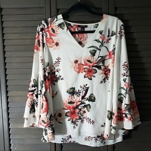 Alfani | Bell Sleeve Floral Top